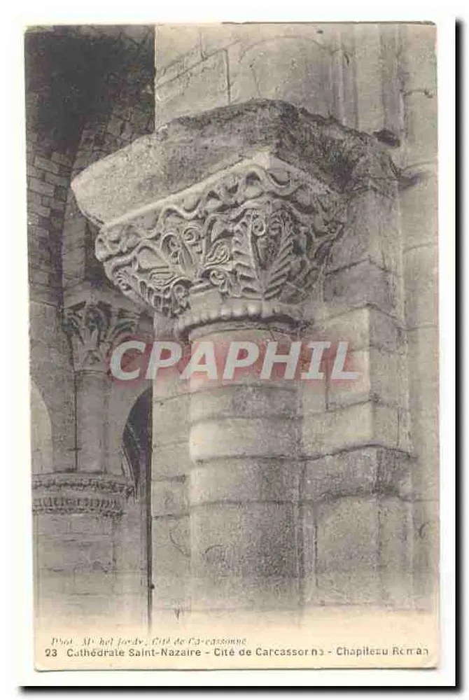 Kathedrale Saint-Nazaire — Stadt Carcassonne — Romanischer Kapitell - Vorderseite
