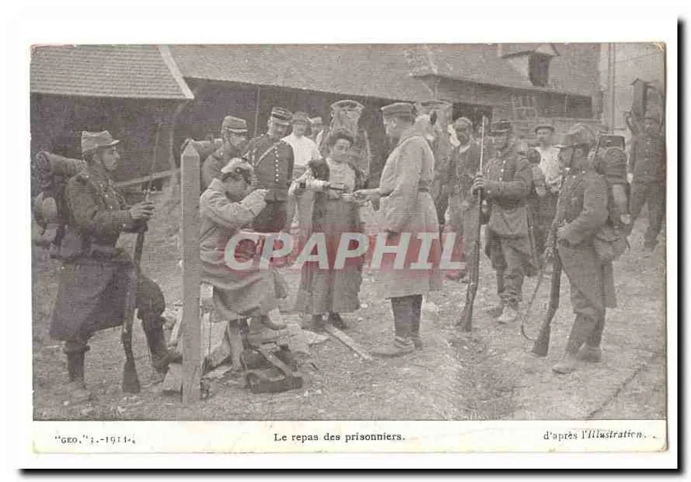Het eten van de gevangenen — 1914 — naar L'Illustration — uitgave GEO - Voorkant