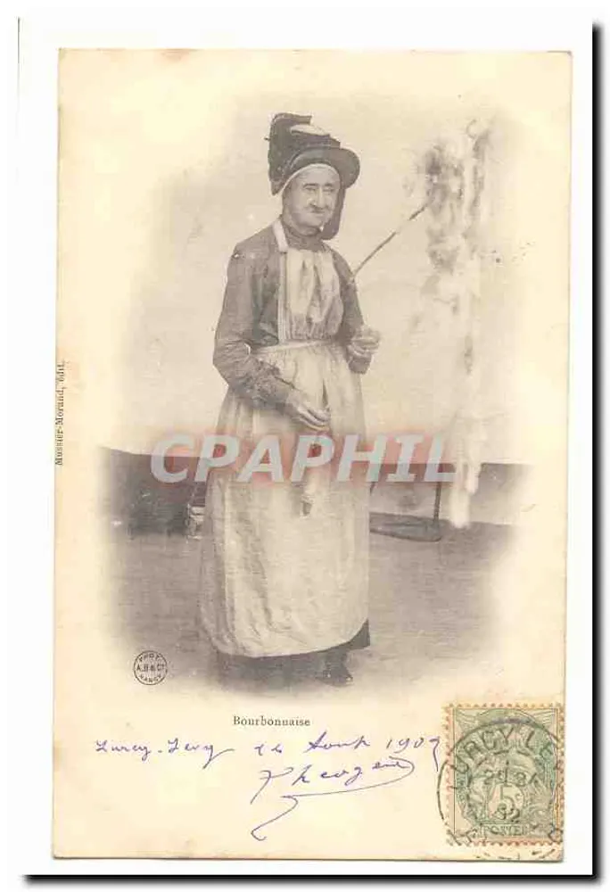 Bourbonnaise — mulher com avental e chapéu — fotógrafo Lury-Dery, 1907 - Frente