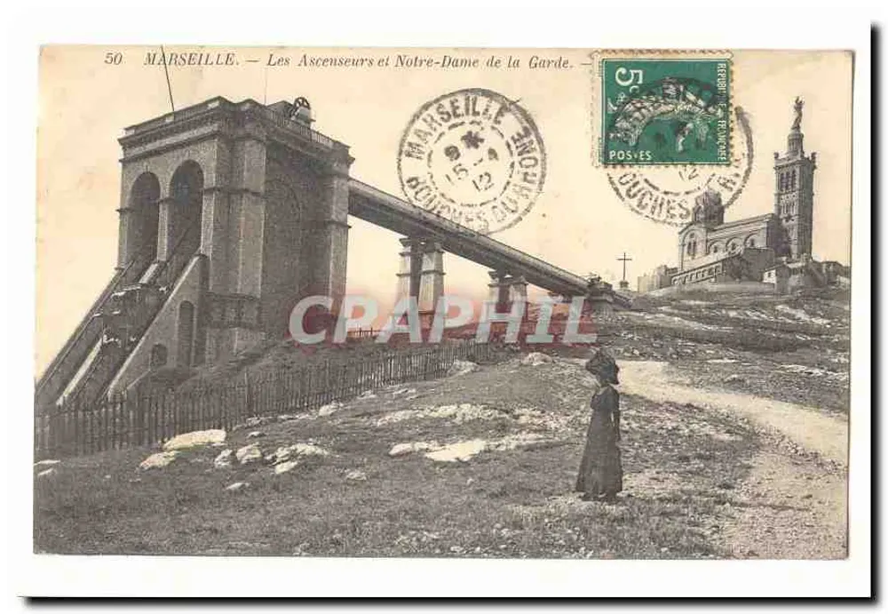 Marseille — Die Aufzüge und Notre-Dame de la Garde — unbekannter Verlag, Nr. 50 - Vorderseite