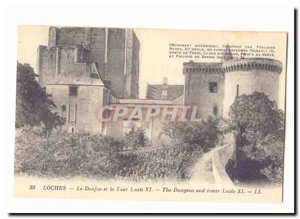 Loches — Der Bergfried und die Turm Louis XI — Historisches Denkmal - Vorderseite