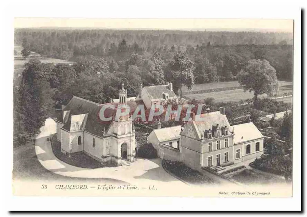 Chambord — A Igreja e a Escola — Bazin, Castelo de Chambord - Frente