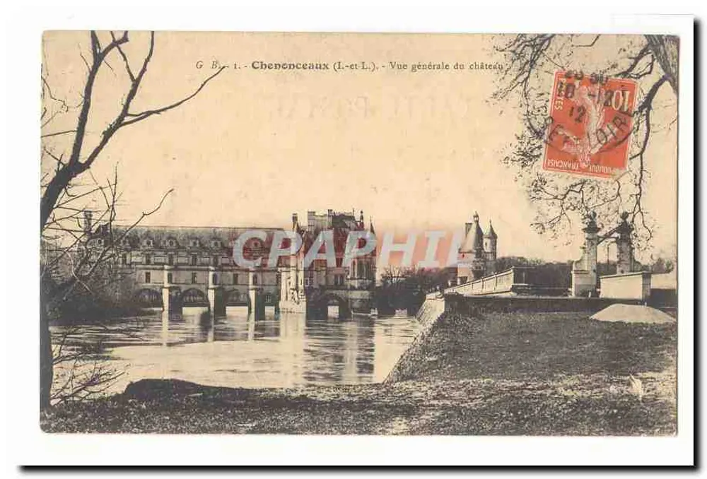 Chenonceaux (Loire-et-Loire) — Vista geral do castelo — G B. -1- - Frente
