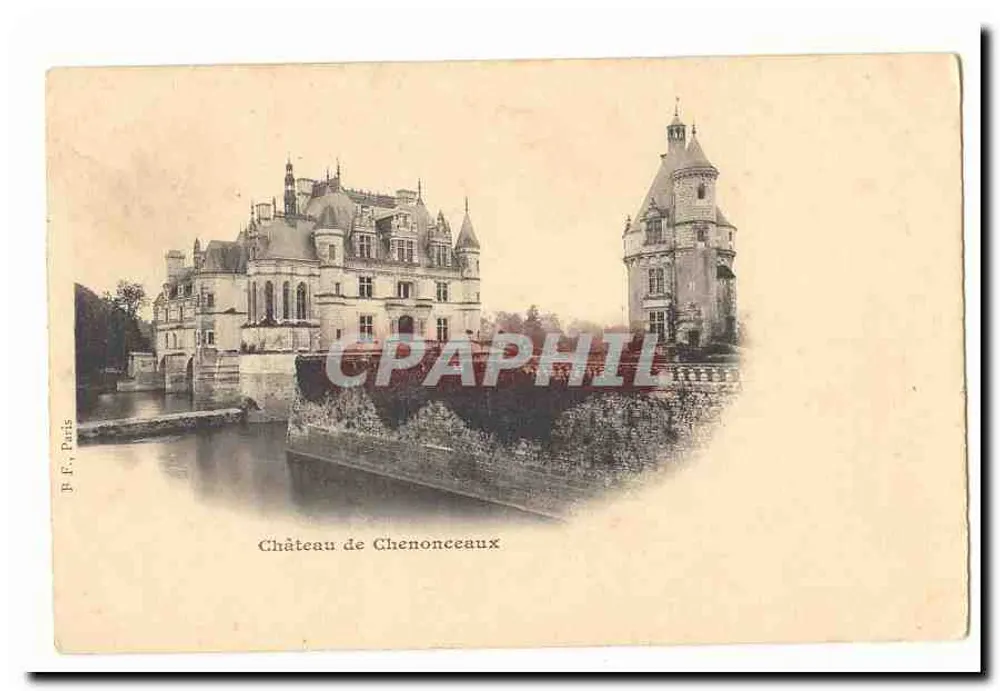 Castelo de Chenonceaux — vista do castelo sobre o Cher — J. F. Paris - Frente