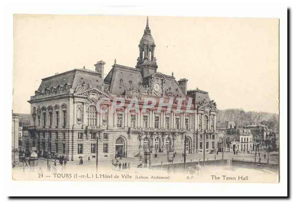 Tours (Loire-et-Cher) — A Vista do Palácio Municipal — Arquiteto Laloux — A.P. O Palácio Municipal - Frente