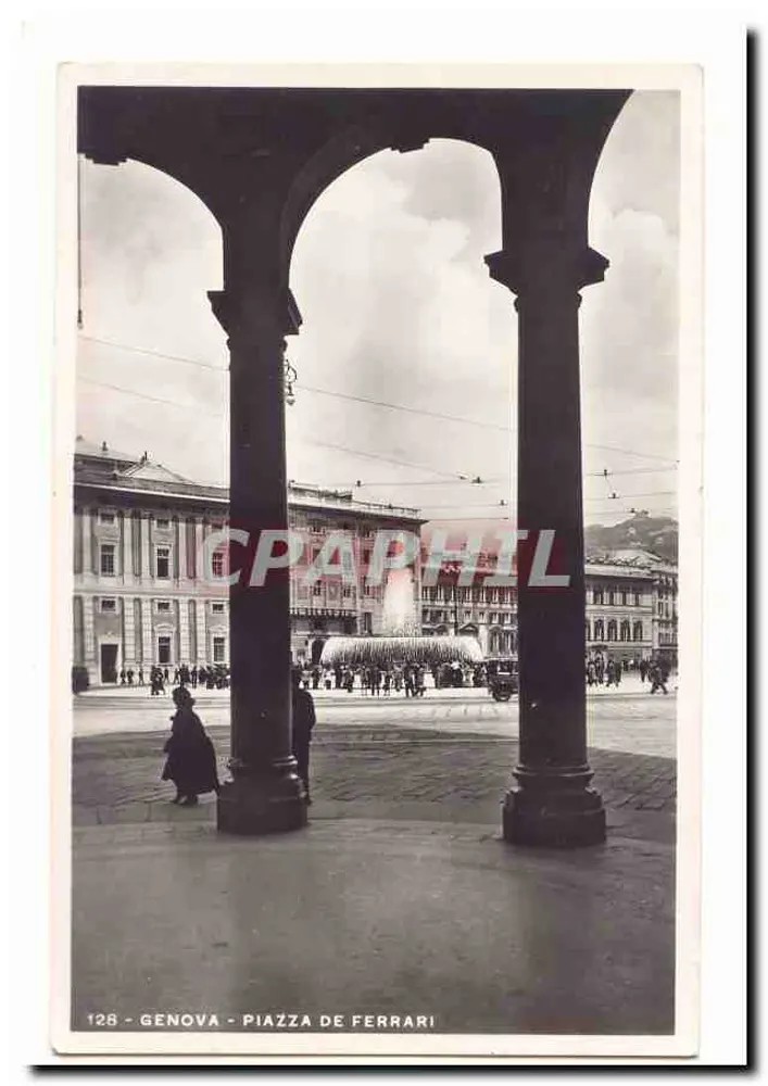 Genua - Piazza de Ferrari — Ansicht von den Arcaden — Nr. 128 - Vorderseite
