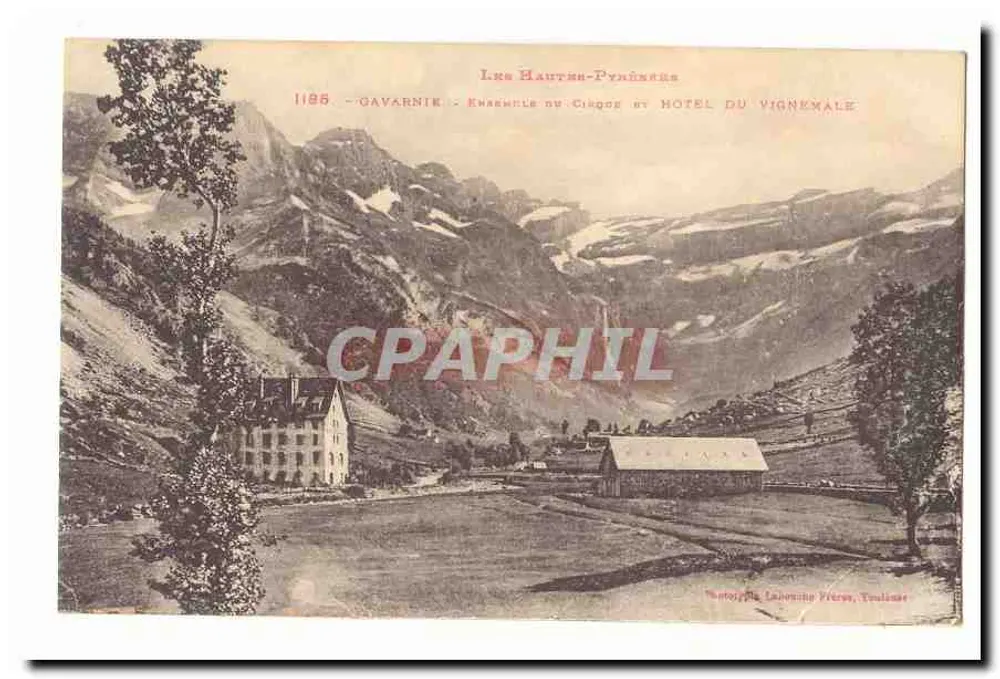 Gavarnie - Cirque do Vignemale e Hotel do Vignemale — Hautes-Pyrénées, n°1186, editor La Jonchère Frères, Toulouse - Frente