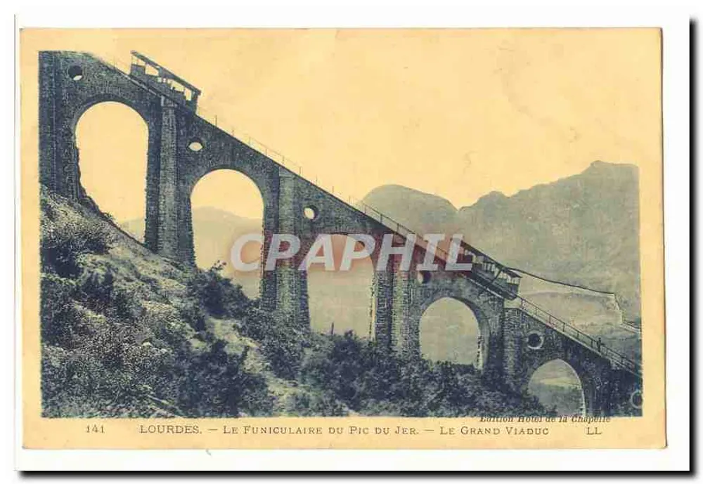 Lourdes — Der Funicular des Pic du Jer — Der Große Viadukt — Edition Hôtel de la Chapelle - Vorderseite