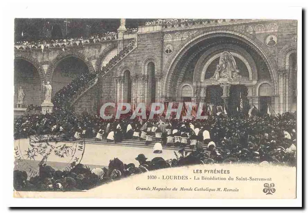Lourdes — A Bênção do Santo Sacramento — Grands Magasins du Monde Catholique M. Romain - Frente