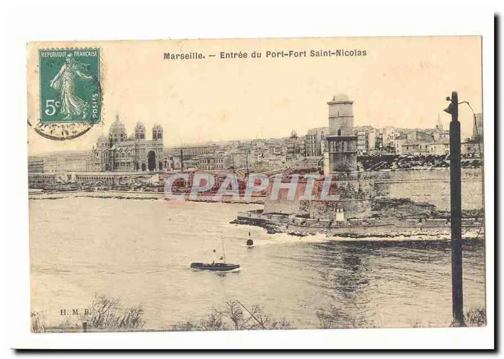 Marseille — Eingang zum Hafen-Fort-Saint-Nicolas — H.M.B. - Vorderseite