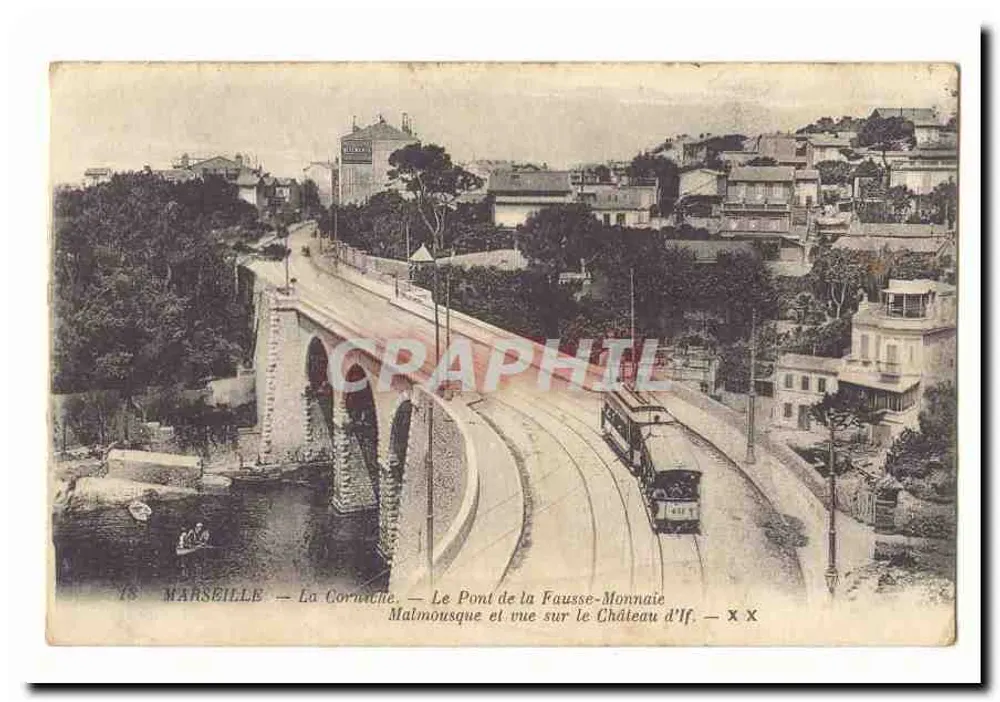Marseille — Die Corniche — Der Pont de la Fausse-Monnaie und Blick auf das Schloss If - Vorderseite