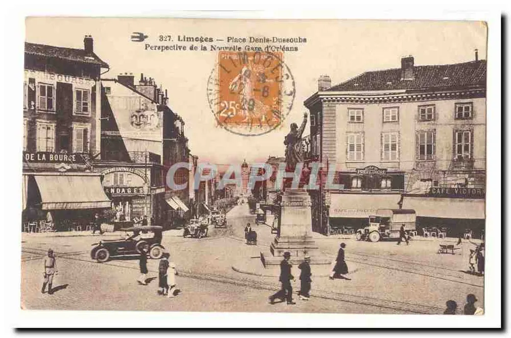 Limeuges — Place Denis-Dussoubis — Perspektive der Bahnstation Orleans - Vorderseite