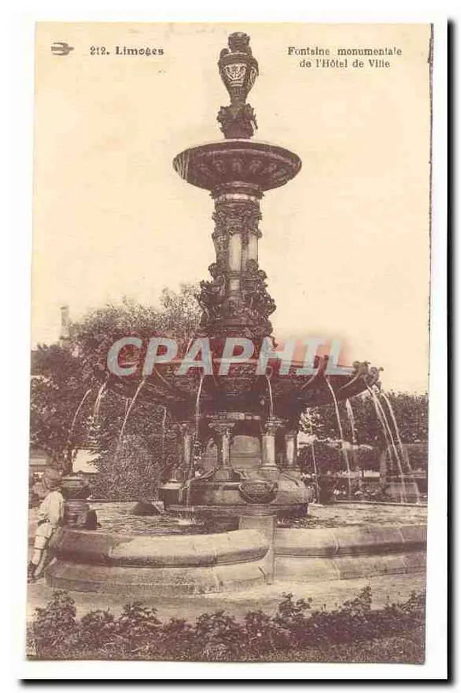 Limoges — Monumentale Fontäne des Rathauses — n° 212 - Vorderseite