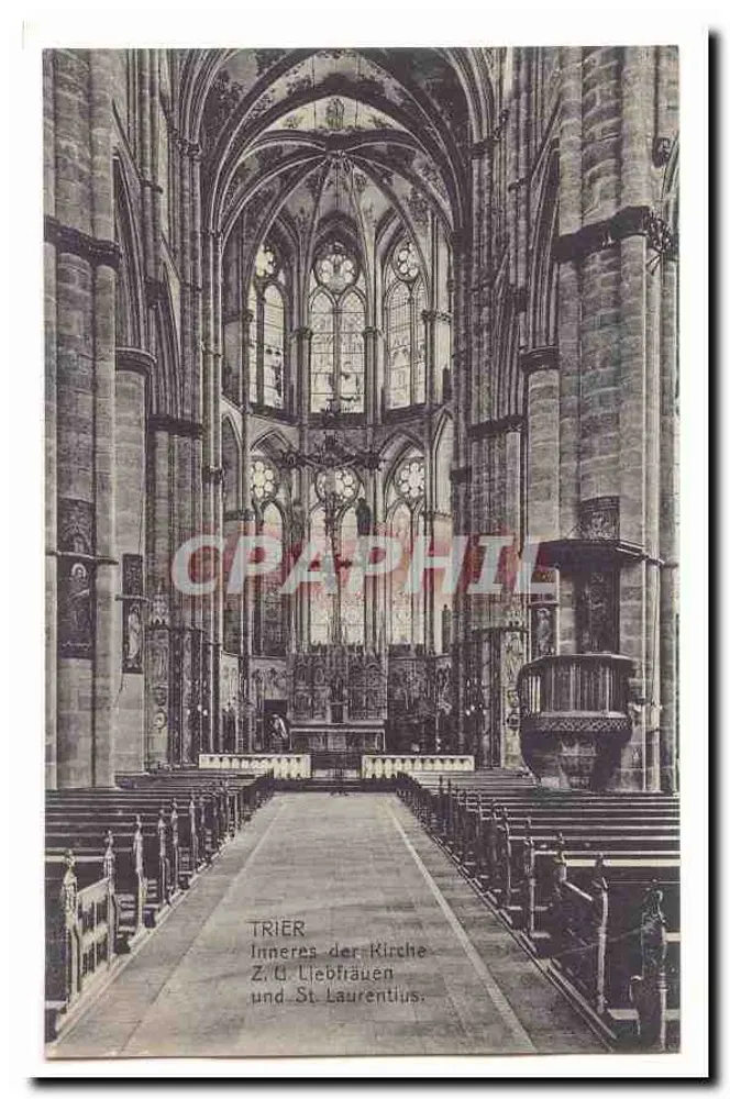 Trier — Innenansicht der Kathedrale Sainte-Lucie und Saint-Laurent — Verlag nicht sichtbar - Vorderseite
