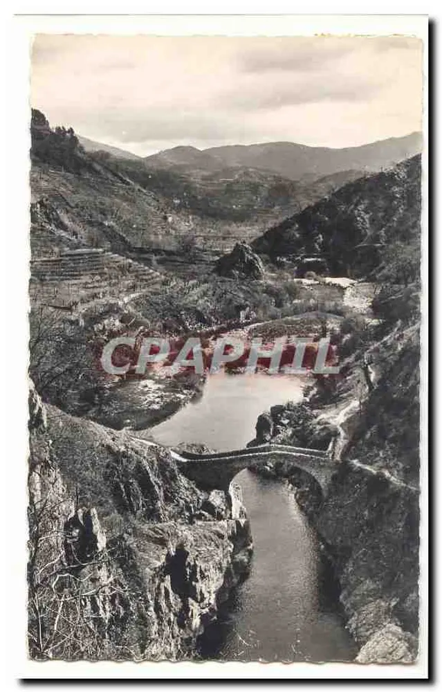 Brücke über den Fluss durch einen Canyon — Panoramablick — unbekannter Verleger - Vorderseite