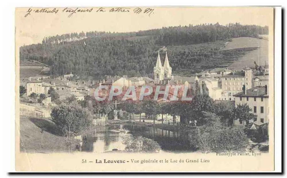 La Louvesc — Allgemeiner Blick und See du Grand Lieu — Phototypie Paillet, Lyon, n°51 - Vorderseite
