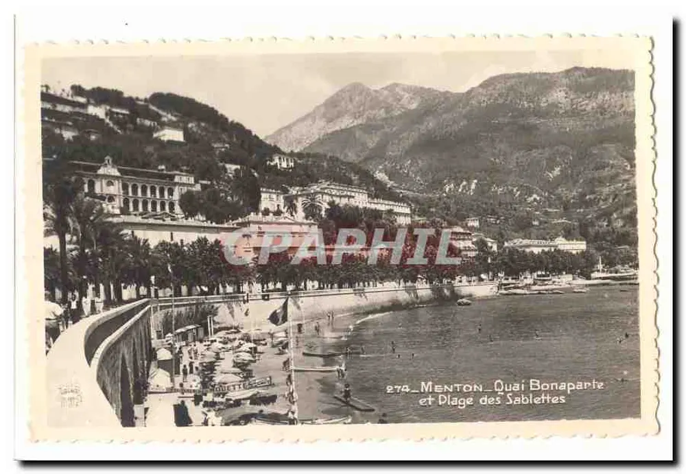 Menton - Quai Bonaparte und Plage des Sablettes — Seriennummer 279 - Vorderseite
