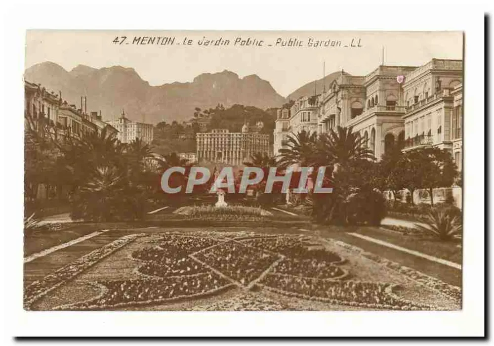 Menton - O Jardim Público — LL, editor LL, n° 47 - Frente