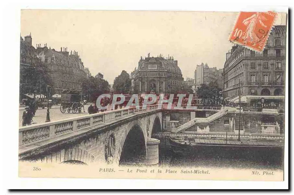 Paris — Die Brücke und die Place Saint-Michel — ND. Phot. n°386 - Vorderseite