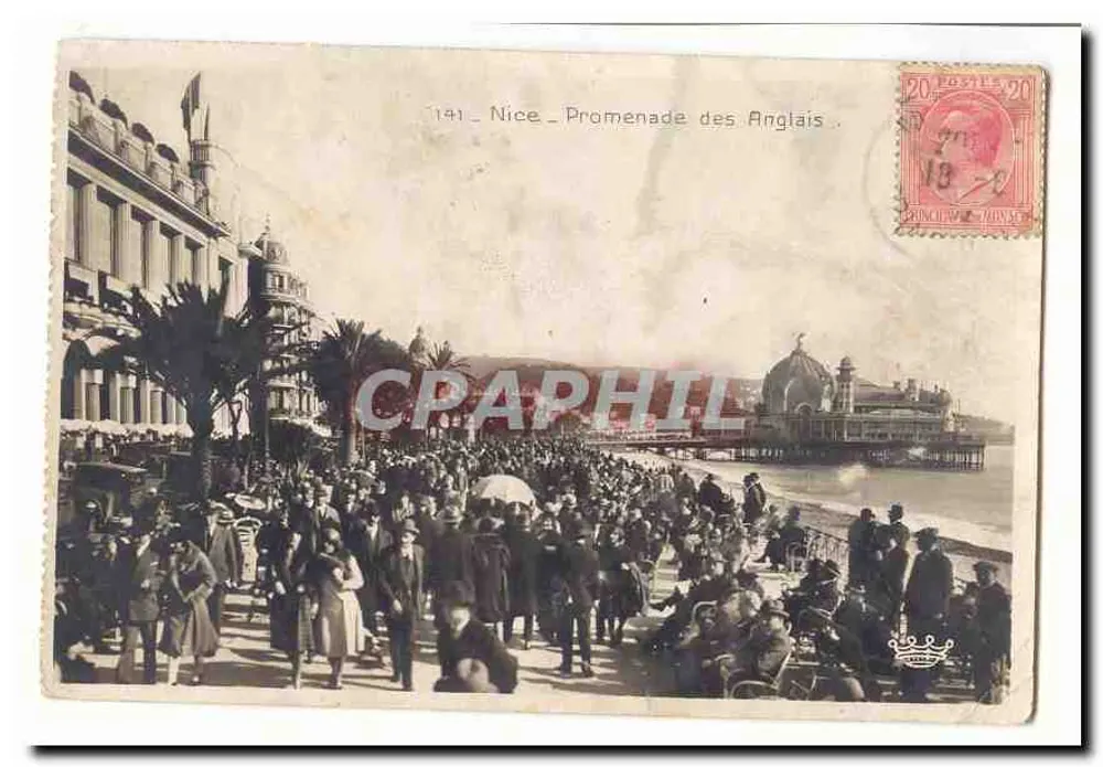 Nice - Promenade dos Ingleses — Bilhete postal antigo n°141, editor não visível - Frente