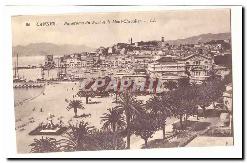 CANNES — Panorama des Hafens und des Mont Chevalier — LL - Vorderseite