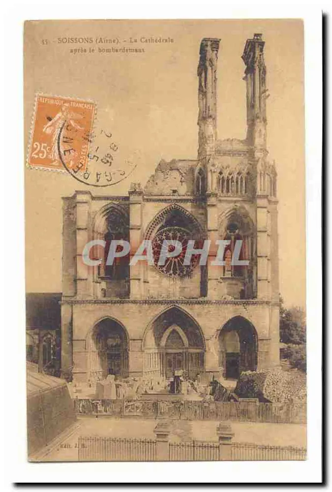 Soissons (Aisne) — Die Kathedrale nach dem Bombenangriff — unbekannter Verlag, Nr. 35 - Vorderseite