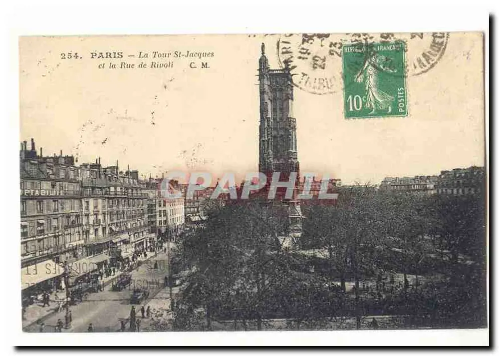 Paris — Die Tour St-Jacques und die Rue de Rivoli — C.M. n°254 - Vorderseite