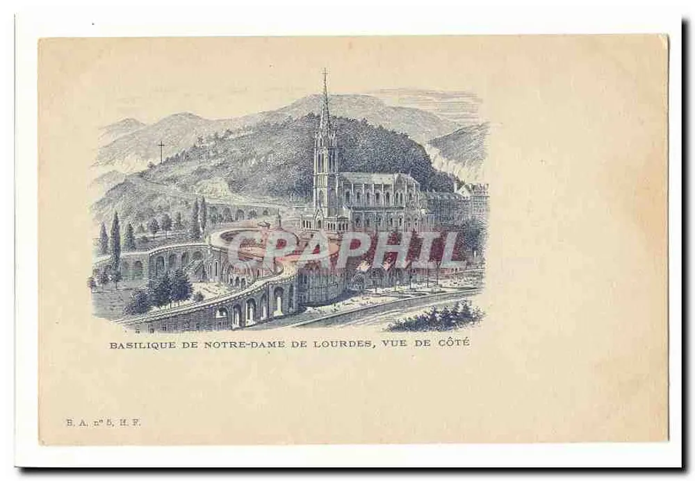Basilika Notre-Dame de Lourdes, seitliche Ansicht — B.A. n°5, H.F. - Vorderseite