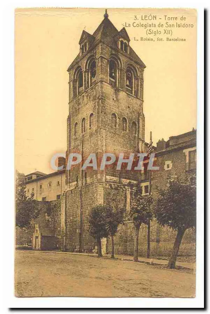 León - Turm der Colegiata de San Isidoro — 12. Jahrhundert — L. Roisin, fot. Barcelona - Vorderseite