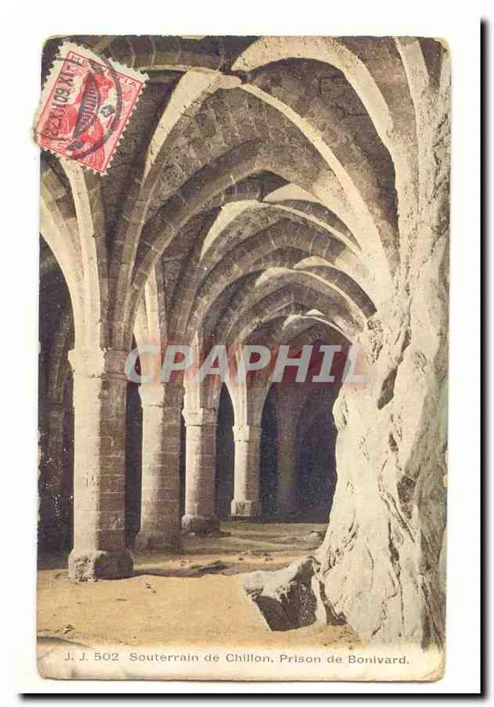 Souterrâneo de Chillon. Prisão de Bonivard — J. J. 502 - Frente