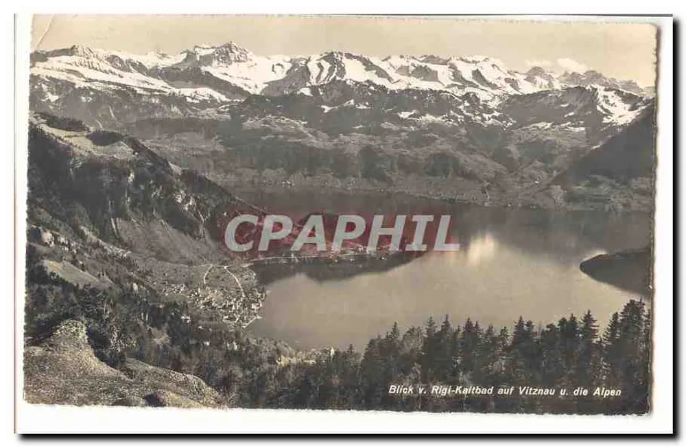 Ausblick auf den See Vitznau und die Alpen von Rigi-Kaltbad — unbekannter Verleger, Seriennummer nicht sichtbar - Vorderseite