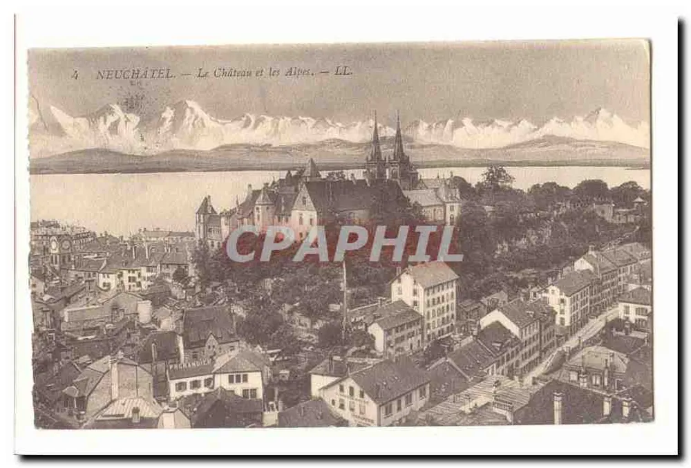 Neuchâtel — Schloss und die Alpen — LL. - Vorderseite