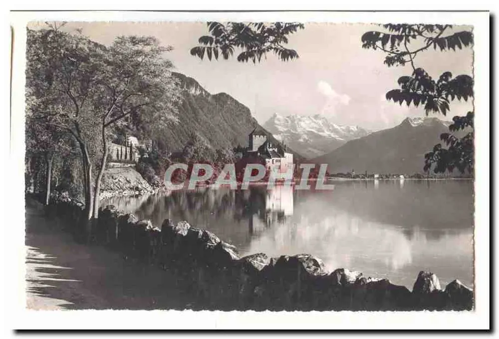 See Thoune — Ansicht des Schlosses und der schneebedeckten Berge — Verlag nicht sichtbar - Vorderseite