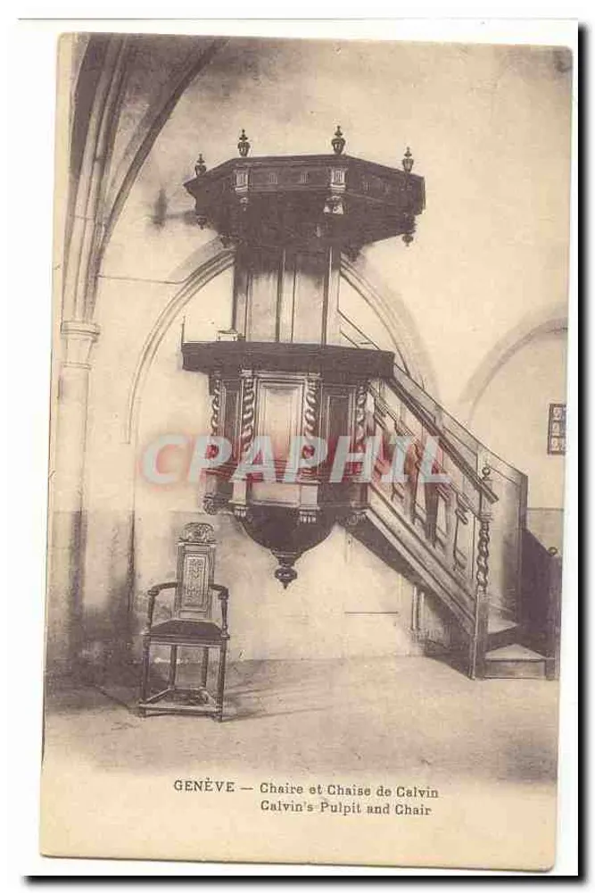 GENÈVE — Calvin's Pulpit und Stuhl - Vorderseite