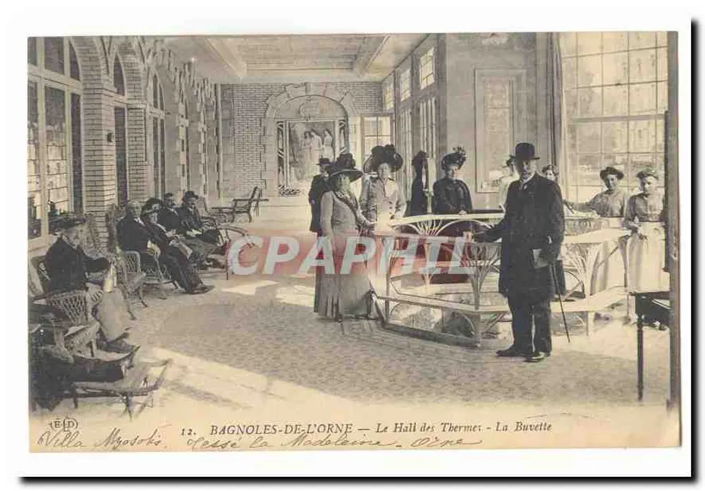 Bagnolles-de-l'Orne — Der Saal der Thermalbäder — Die Getränkebar — Villa Myotoki - Vorderseite