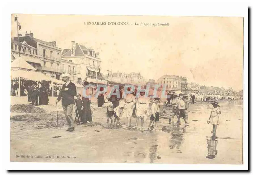 Les Sables-d'Olonne - A Praia à tarde — Coleção G. E. de Nantes, n° 3093 - Frente