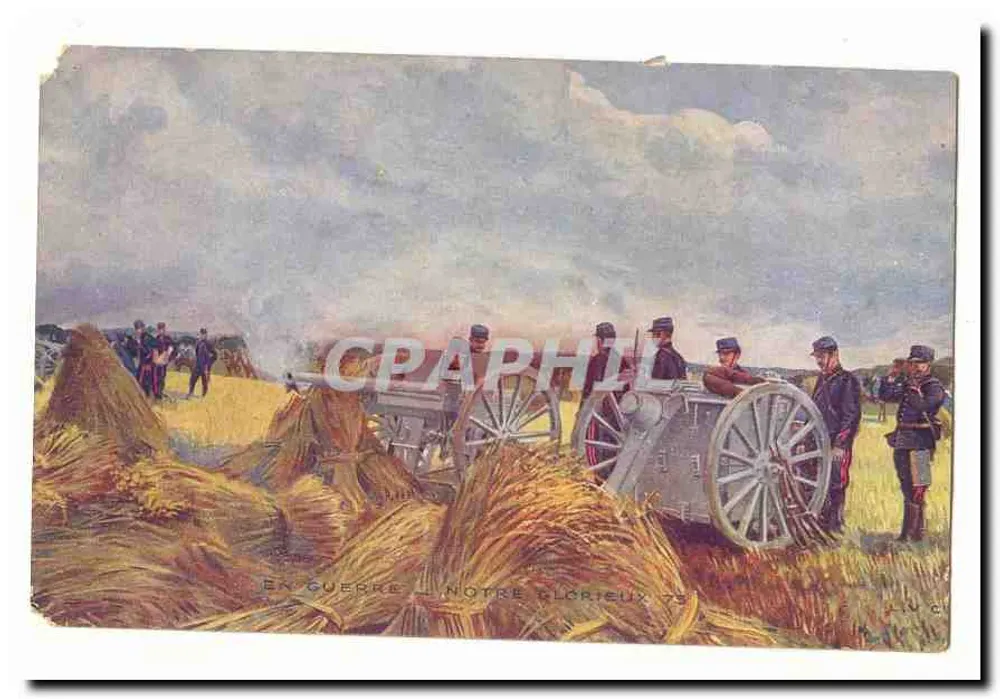 Soldats français en action — canon en campagne — éditeur L.V.C. - Vorderseite
