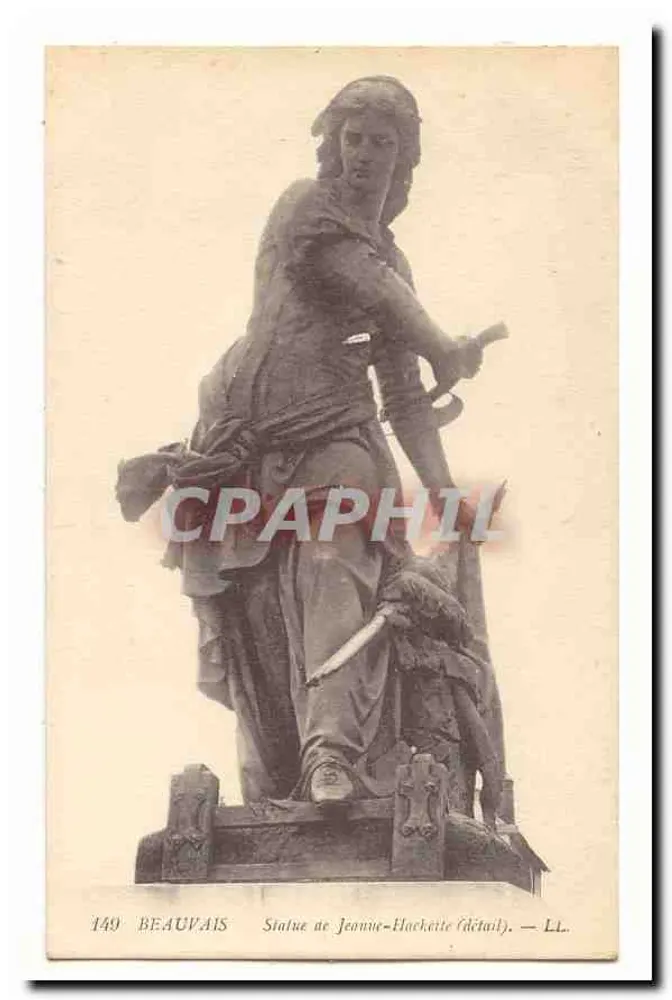 Beauvais — Estátua de Jeanne-Hackette (detalhe) — LL. - Frente