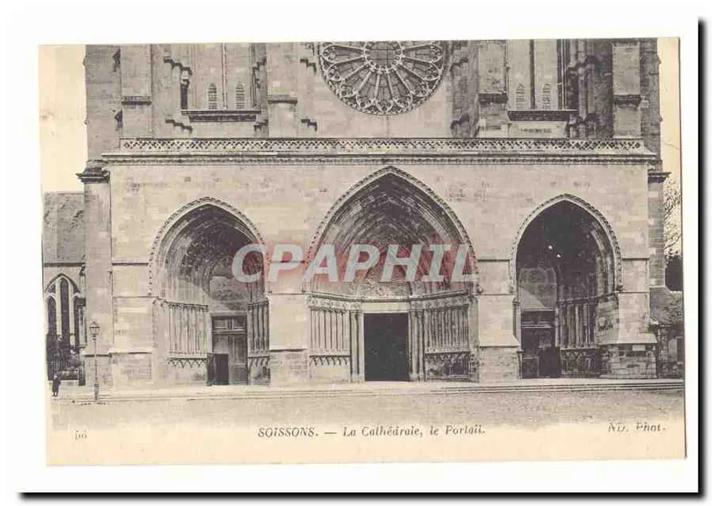 Soissons — A Catedral, o Portal - Frente
