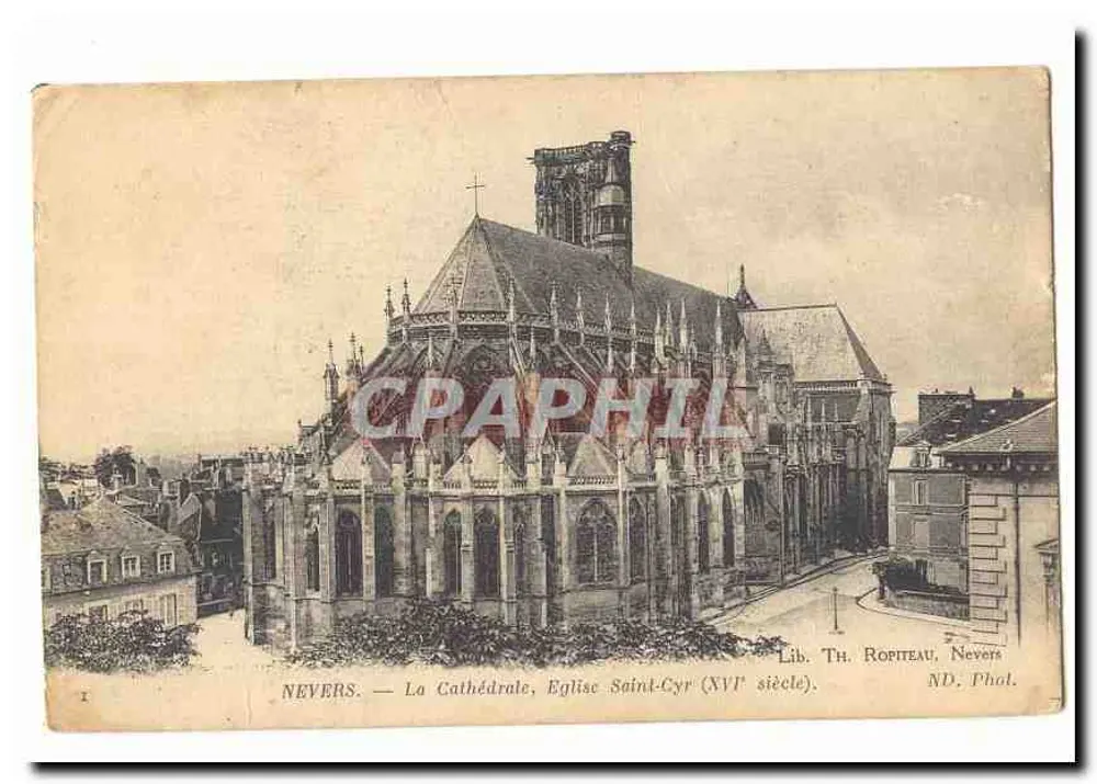 Nevers — Die Kathedrale, Kirche Saint-Cyr (16. Jahrhundert) — Lib. Th. Ropiteau, Nevers - Vorderseite