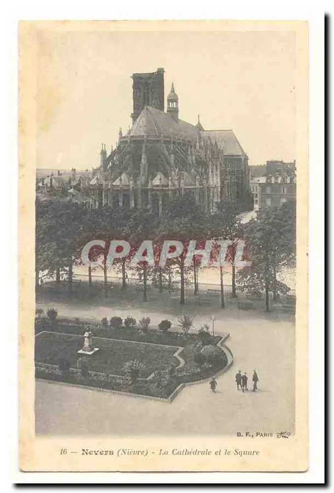 Nevers (Nièvre) — A Catedral e o Passeio Público — B. F., Paris, n° 16 - Frente