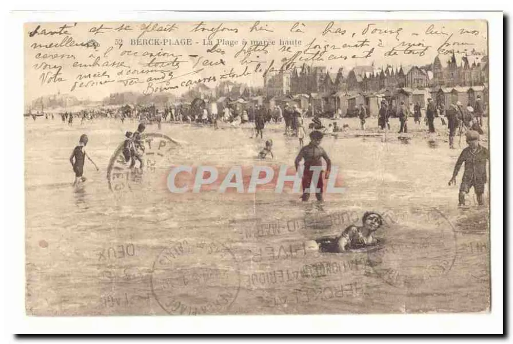 Berck-Plage — La Plage à marée haute — éditeur : S.A. de la Plage à Berck-Plage, n° 52 - Frente