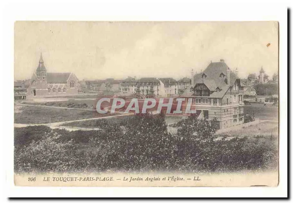Le Touquet-Paris-Plage — Der englische Garten und die Kirche — LL, Nr. 206 - Vorderseite