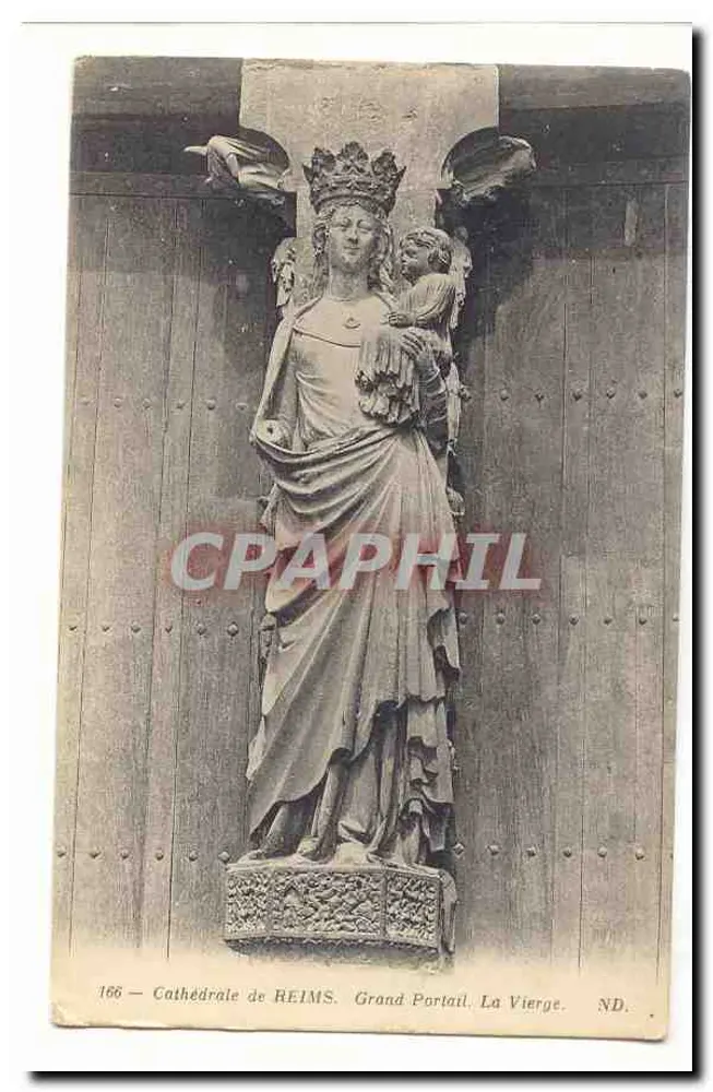 Kathedrale von REIMS — Großer Portal. Die Jungfrau. ND. - Vorderseite