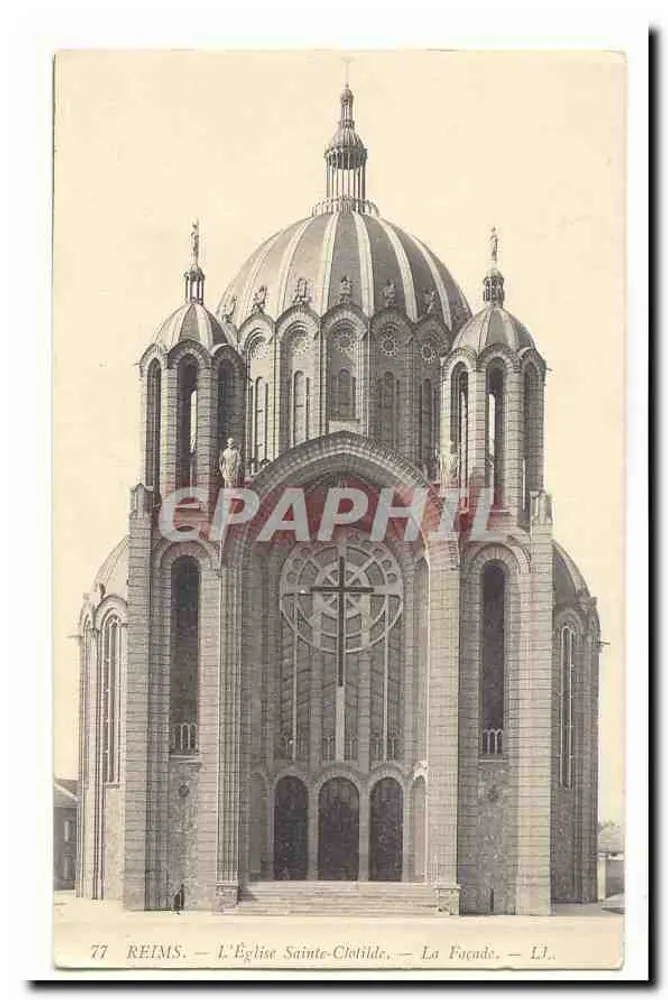 Reims — A Igreja de Santa Clotilde — A Fachada — Ll. — 77 - Frente