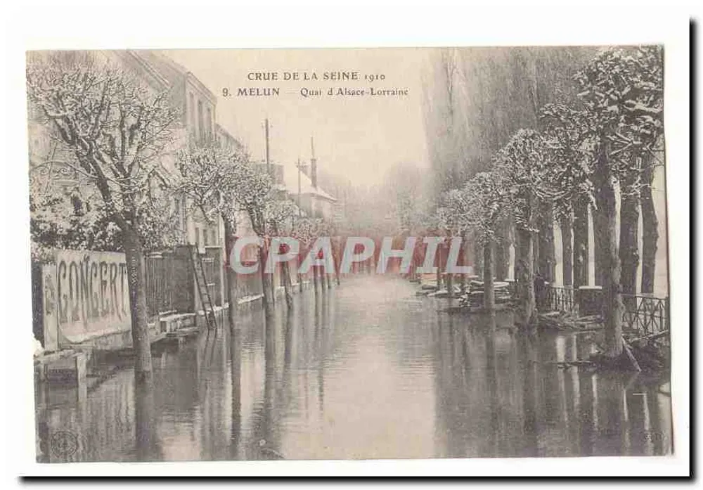 Flut der Seine 1910 — Melun, Quai d'Alsace-Lorraine - Vorderseite