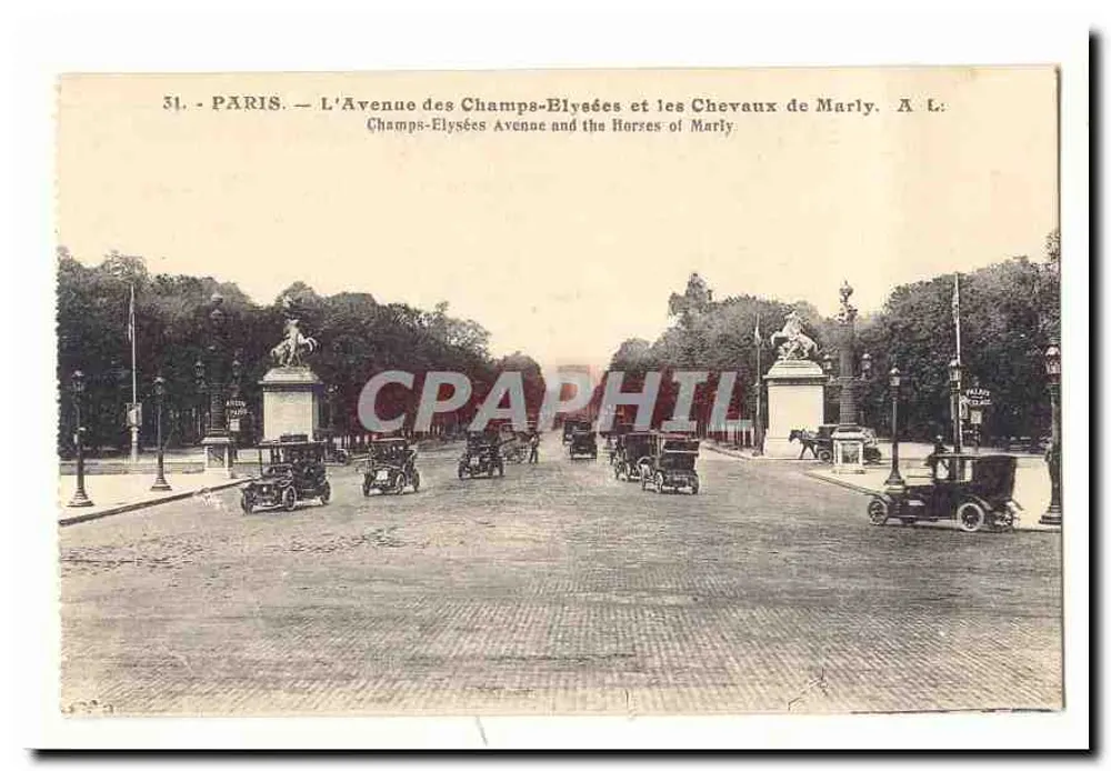 Paris — Die Avenue des Champs-Élysées und die Chevaux de Marly — A. L. - Vorderseite