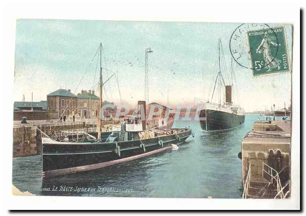 Le Havre — Saída de um Transatlântico — Graphil - Frente