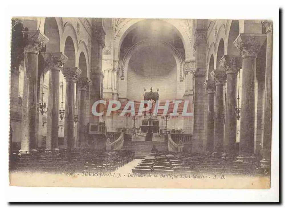 Tours (Indre-et-Loire) — Innenansicht der Basilika Saint-Martin — A. B. - Vorderseite