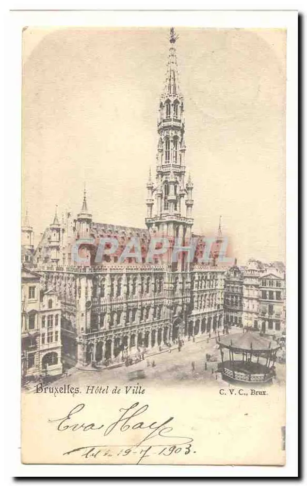 Bruselas. Hotel de la Ciudad — vista de la plaza — C. V. C., Bruselas - Anverso